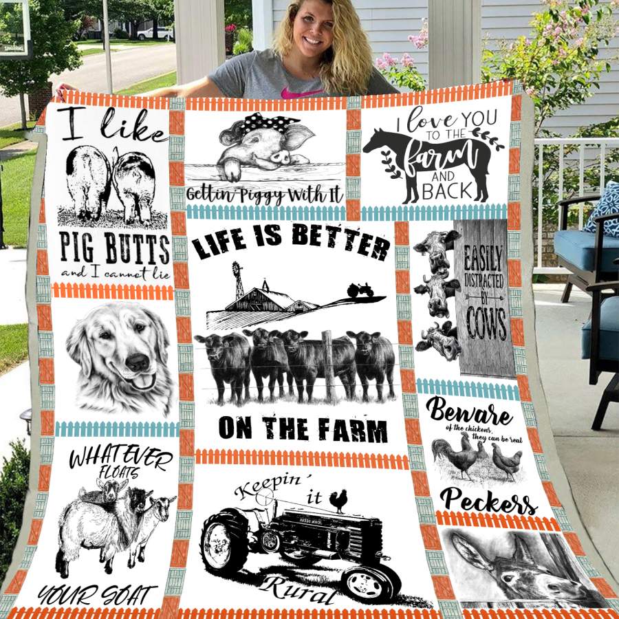 Life Is Better On The Farm Funny Farm Blanket