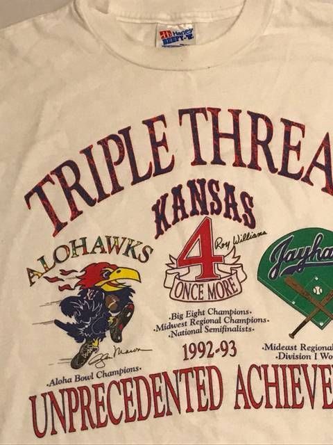 Made In Usa Vintage 1993 Vintage Kansas Jayhawks Champions Graphic Shirt