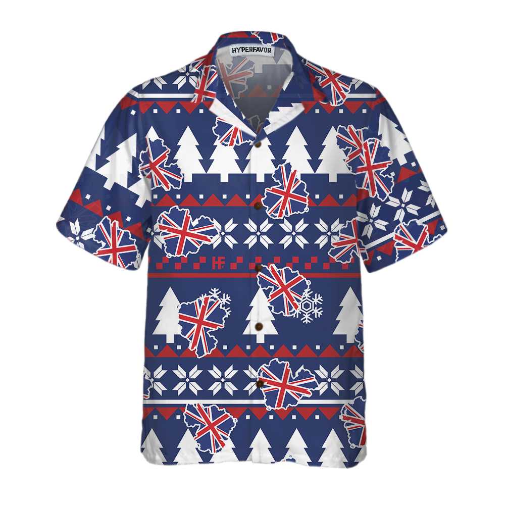 London Ugly Christmas Pattern Hawaii England Flag Shirt For Men Ha72492