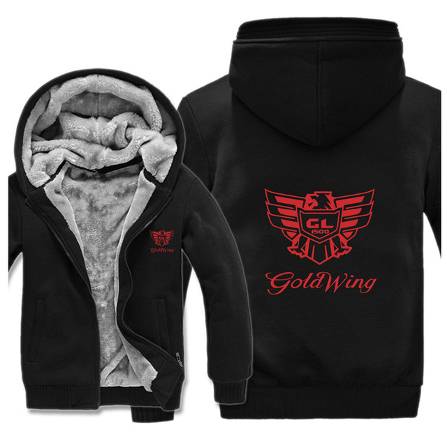 2022 New Honda Gold Wing Hoodies Men’s Print Jackets Winter Fleece Zipper Thicken Men Hooded Comfortable Padded Brand Sweatshirt alx