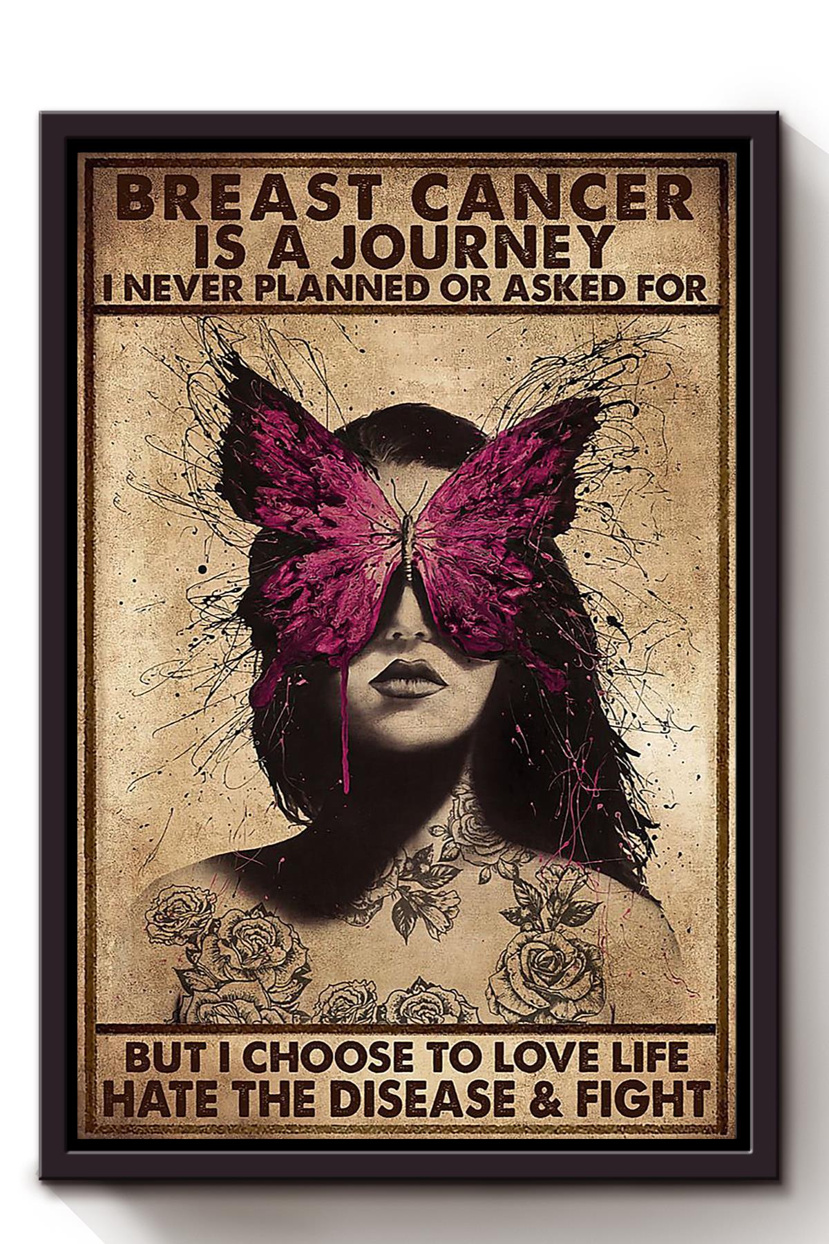 Breast Cancer Is A Journey Triple Negative Breast Cancer Gift For The Breast Cancer Awareness Month Framed Canvas
