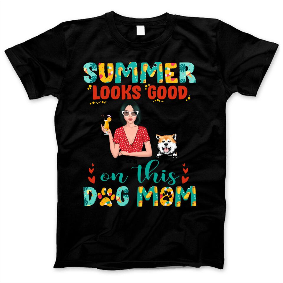 Summer Looks Good On This Dog Mom Beach Trip Gift For Dog Lovers Custom Name Personalized Shirt