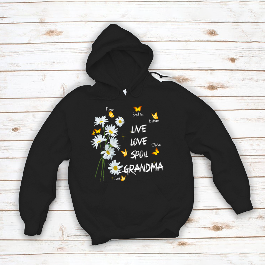 Daisy Flower Shirt Live Love Spoil Grandma Custom Kids Names Hoodie