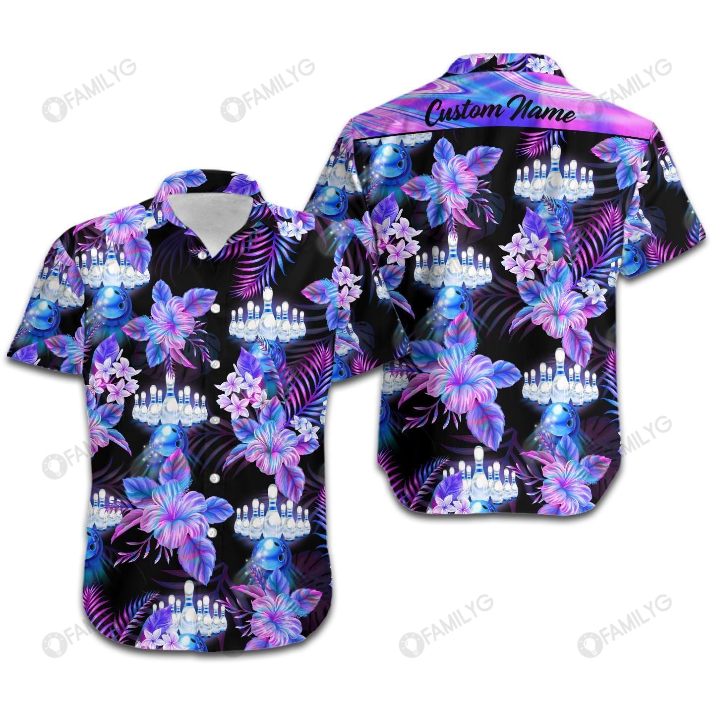 Unique Bowling Shirts – Holographic Tropical Ten Pin Bowling Custom Hawaiian Shirt Summer Hawaiian For Men, Women, Couple