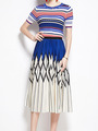 Temperament Suit Striped Slim Slim Sweater + Pleated Skirt Two-Piece Set 2022 Summer New Korean Fashion Women’S Clothing alx