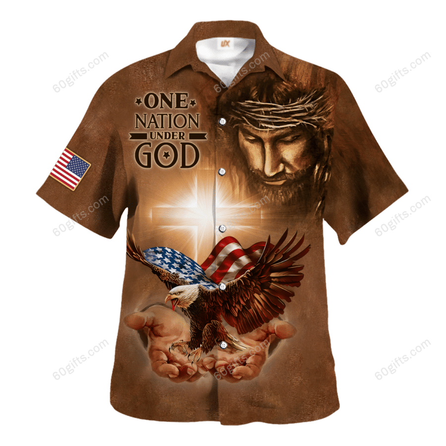 3D Jesus Hawaiian Shirt, Hoodie, Zip Hoodie, Hoodie Dress, Sweatshirt One Nation Under God Christian All Over Print