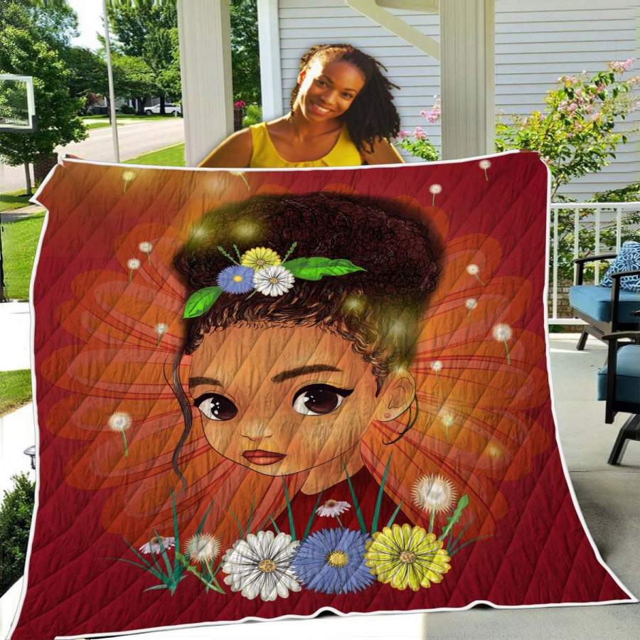 African American Daughter Quilt Blanket – Bright Smart Afro Daughter Quilt Blanket Christmas Gift Ideas