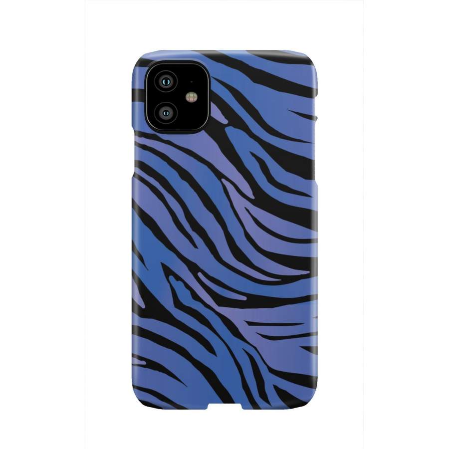 Black Blue Zebra Pattern Print Phone Case