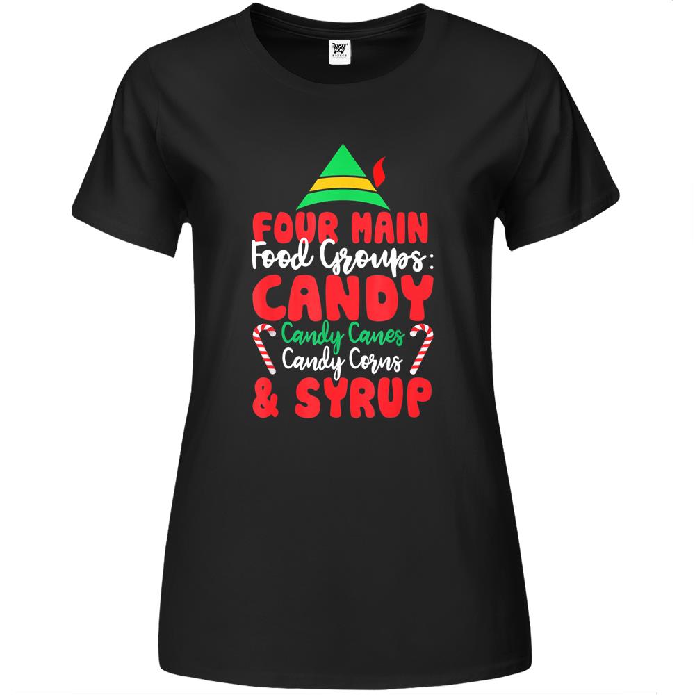 Christmas Four Main Food Groups Elf Buddy Xmas Pajama Gifts Premium Womens T Shirts