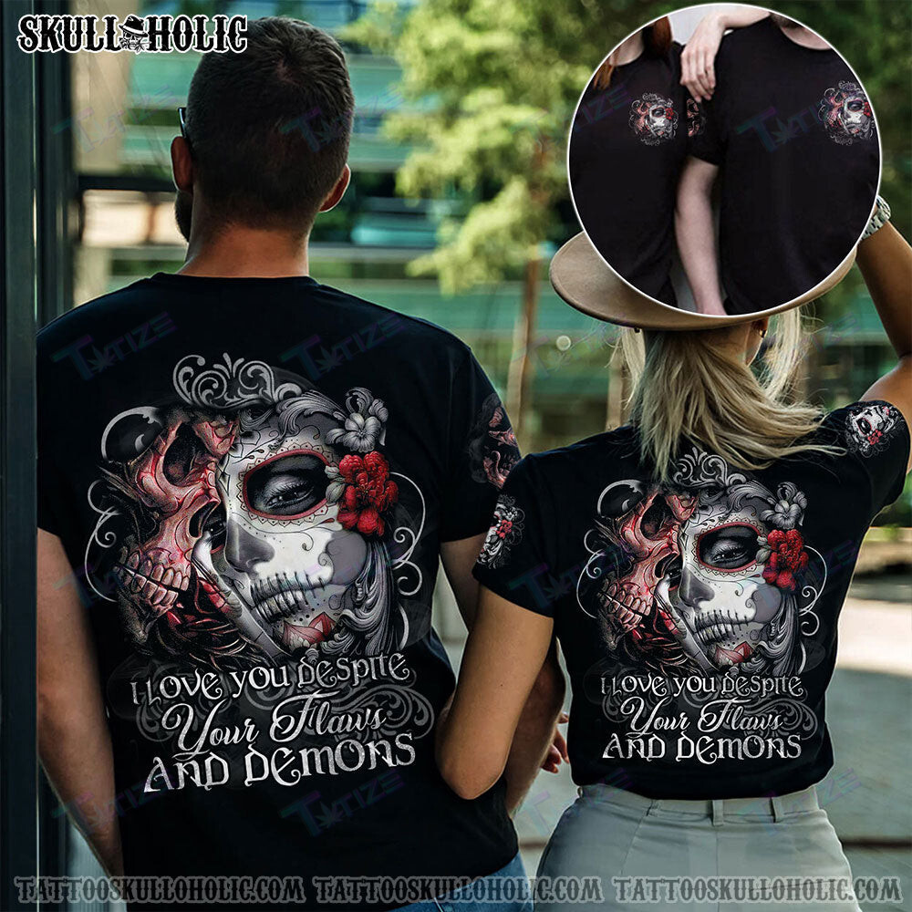 Matching Couple Shirt I Love You Couple Skull 3D All Over Printed Shirt, Sweatshirt, Hoodie, Bomber Jacket Size S – 5Xl