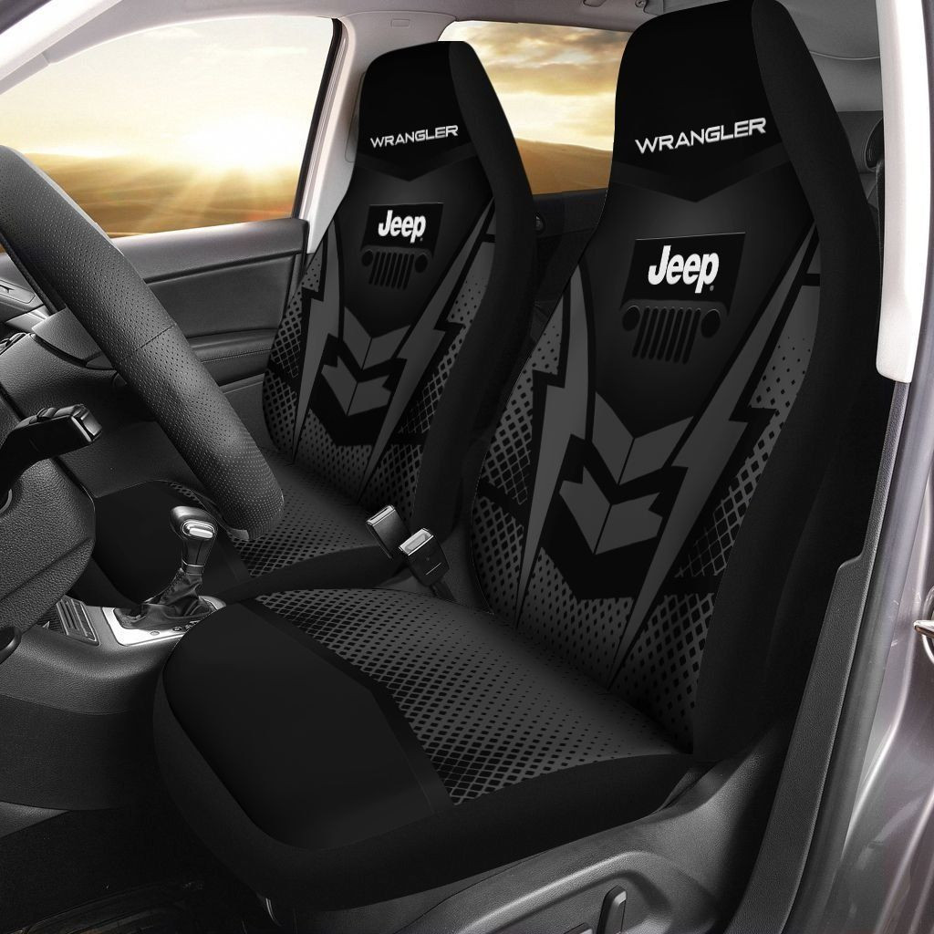 Jeep Wrangler Car Seat Cover (Set Of 2) Ver 3 (Black)