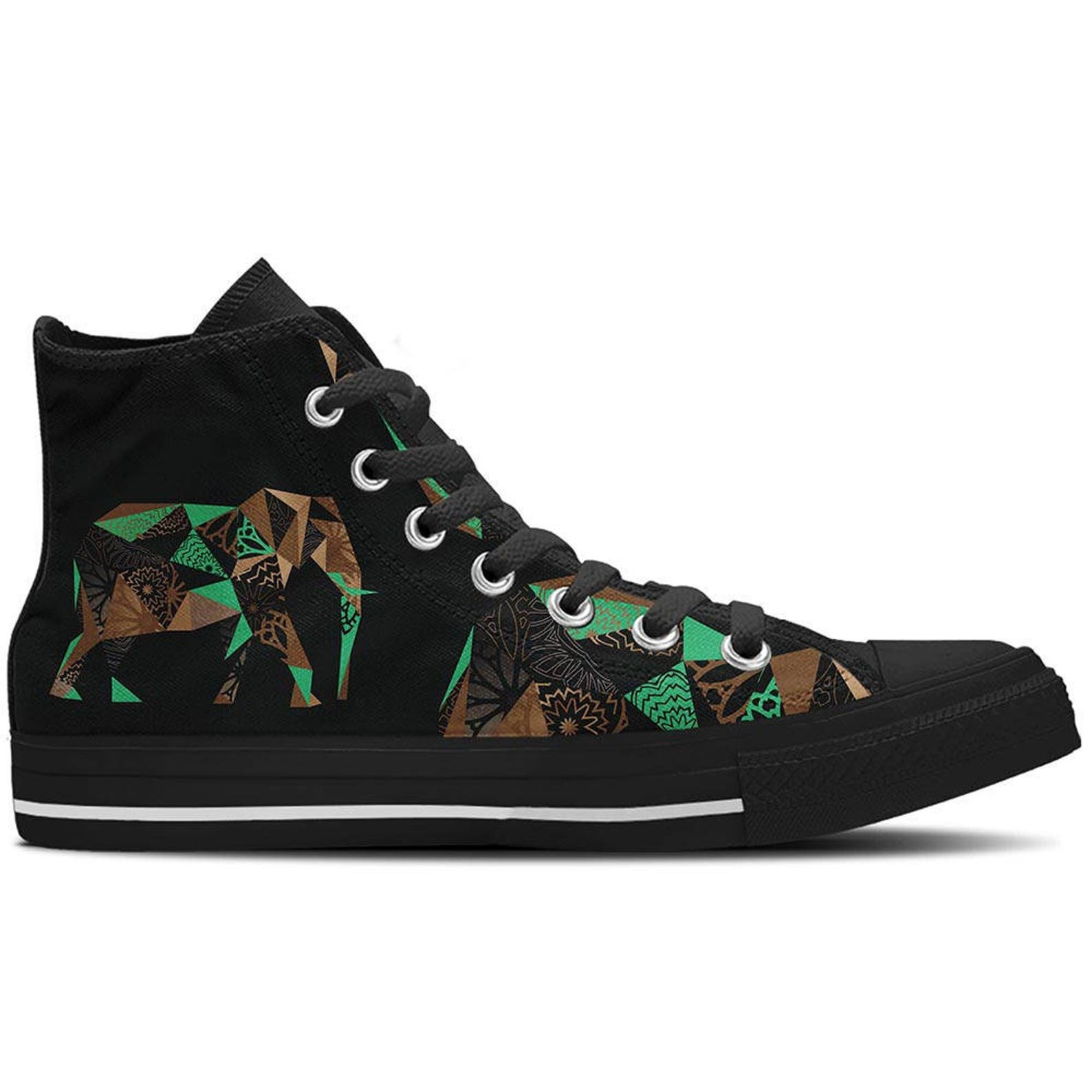 Mosaic Elephant High Top Shoes