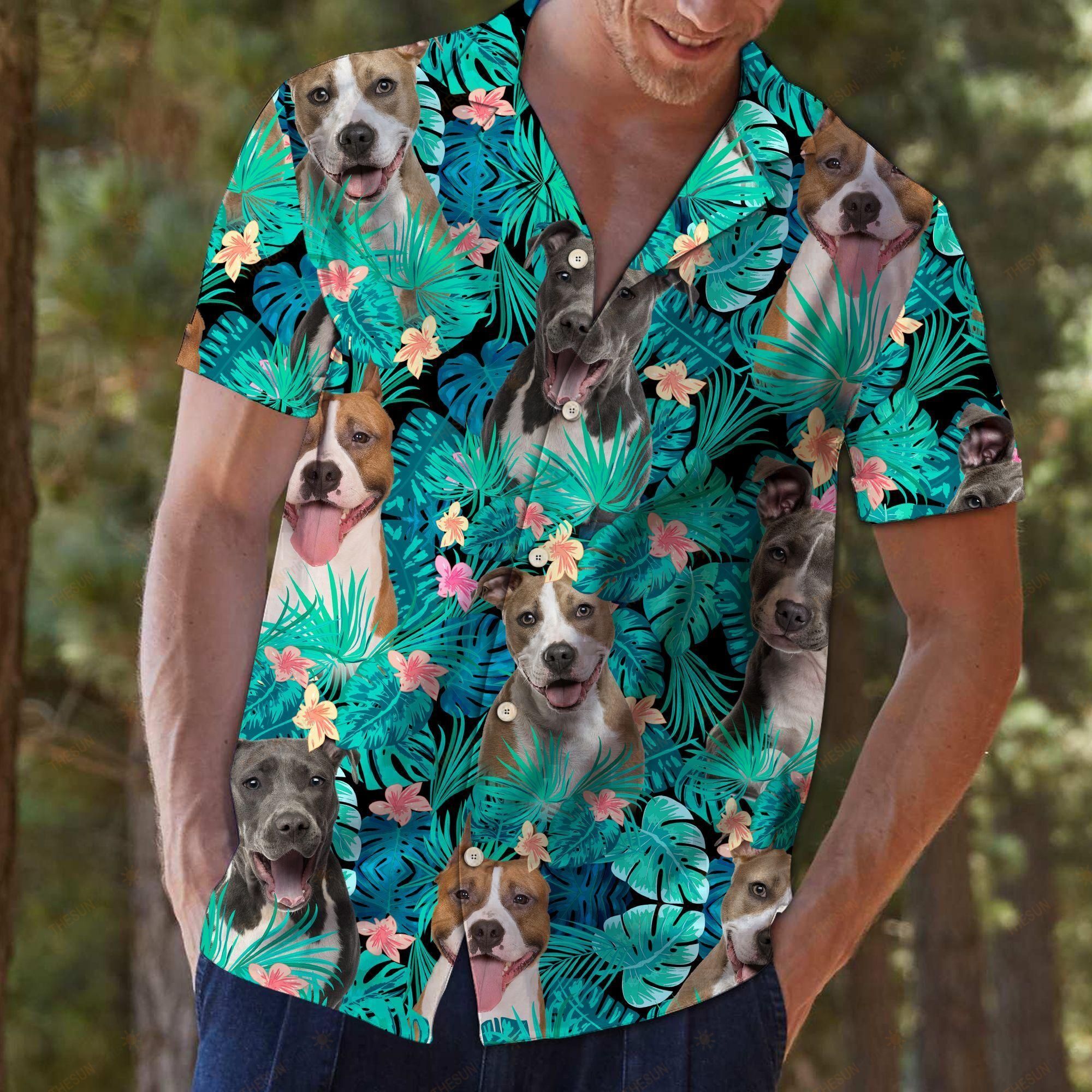 American Staffordshire Terrier Tropical Hawaiian Shirt Ha66119