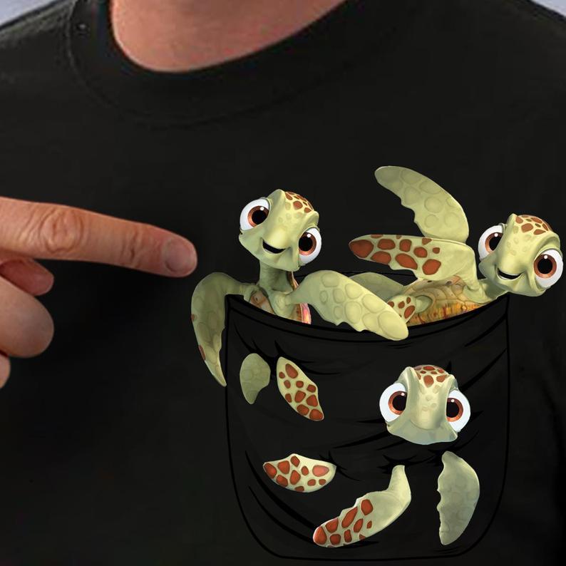 Cute Sea Turtles In Pocket T Shirt Animal Lovers Shirt Gift Standard/Premium T-Shirt Hoodie