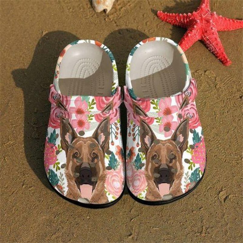 German Shepherd Dog Flower Personalized 7 Gift For Lover Rubber clog Shoes Comfy Footwear