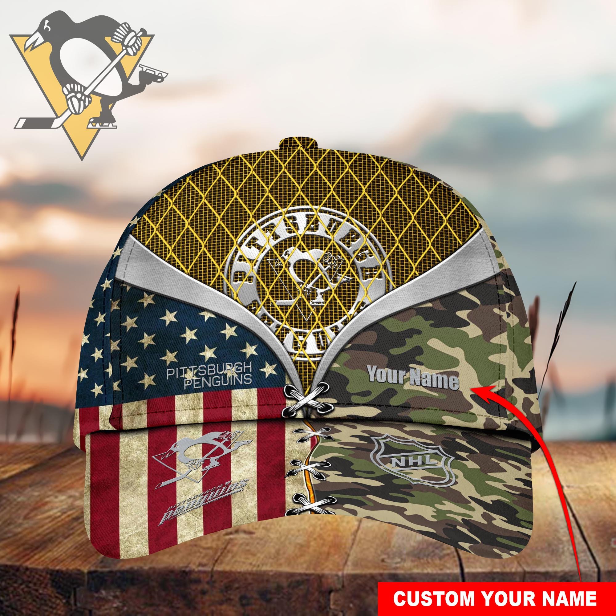 Pittsburgh Penguins Custom Name Classic, Baseball Caps M-39569