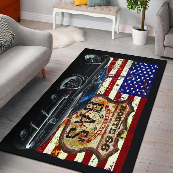 1969 Dodge Charger American Flag Area Rug