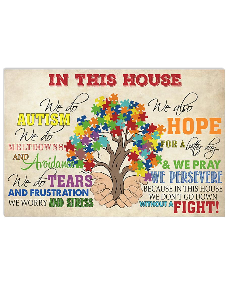 Autism In This House Horizontal Canvas And Poster | Wall Decor Visual Art