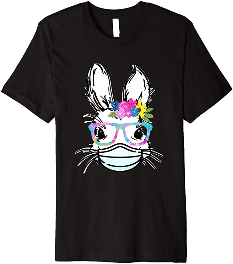 Cute Bunny Shirt Face Mask Glasses Flowers EASTER Gift Premium T-Shirt