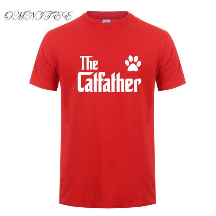 The Catfather T Shirt Summer Men Short Sleeve Cotton T-shirt Love Cat Men Clothing Tops