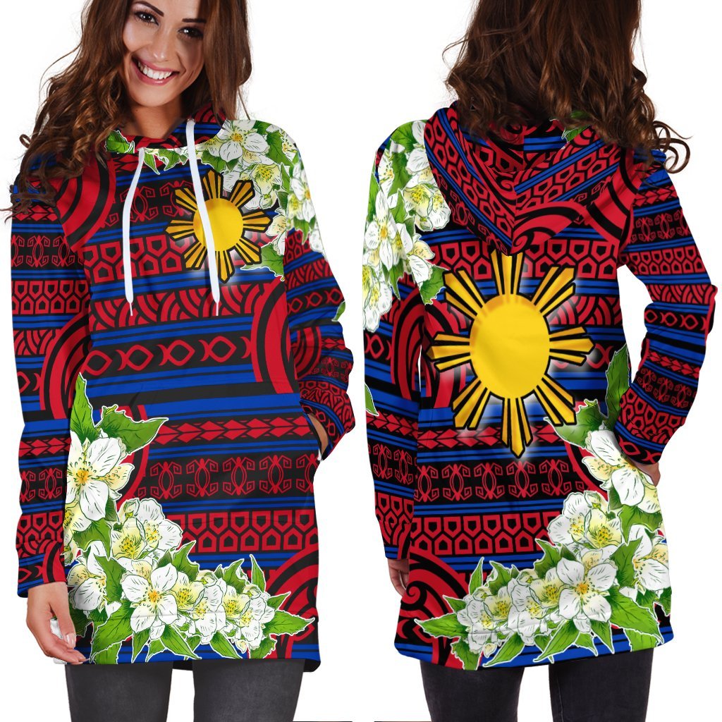 Philippines Polynesian Hoodie Dress – Jasmine Flower Style – BN01