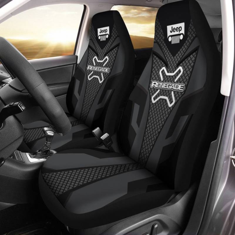 Jeep Renegade TNC Car Seat Cover (Set of 2) Ver 2 (Black)