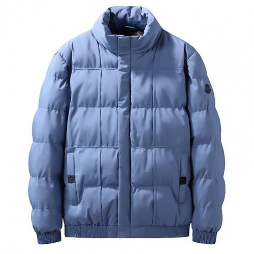 2021 Winter Coat Men Stand-up Collar Inner Layer Quilted Zipper Closure Cardigan Solid Color Male Jacket Outwear Top alx