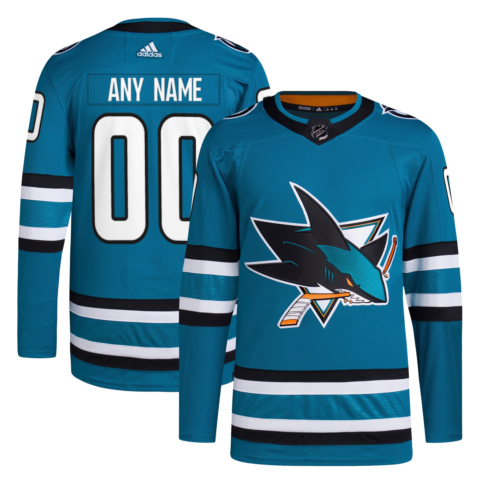 San Jose Sharks Home Primegreen Authentic Custom Jersey – Teal