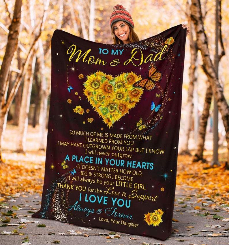 Best Mother’S Day Gift Ideas, Gift For Mom And Dad, So Much Of Me Is Made From What I Learned From You Flowers Fleece Blanket