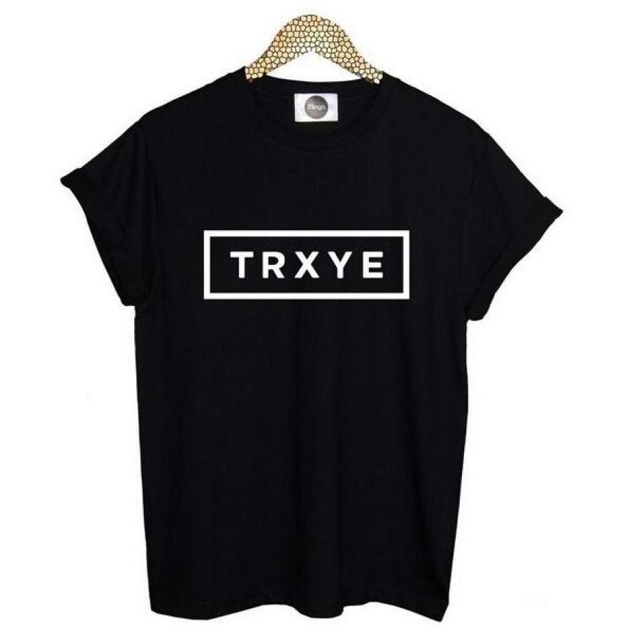 Trxye Letters Print Women Tshirt Cotton Funny Casual Hipster Shirt Lady White Black Top Tees Plus Size-A291