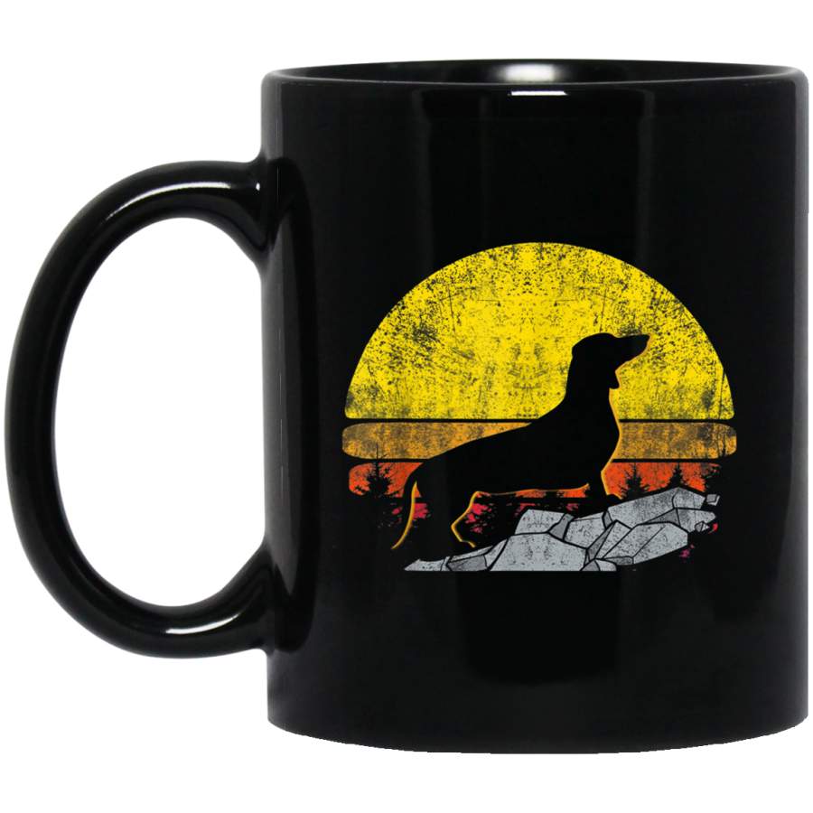 Vintage Retro Dachshund Dackel Sunset 60s 70s Pets Owners Mug