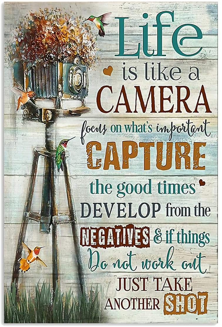 Vintage Life Is Like A Camera Take Another Shot Photographer Poster Art Print      Home Decor Gift For Men Women Family Friend On Birthday Xmas