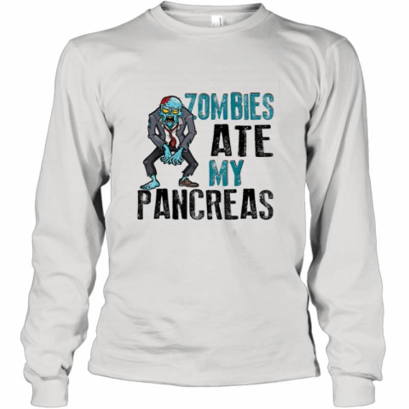 Zombies Ate My Pancreas Diabetes Awareness Halloween shirt Long Sleeve T-Shirt