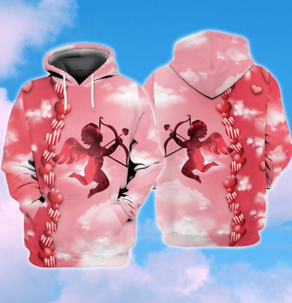 Cupid Shooting Arrow 3D Hoodie Heart Valentine’S Day Shirt Hn