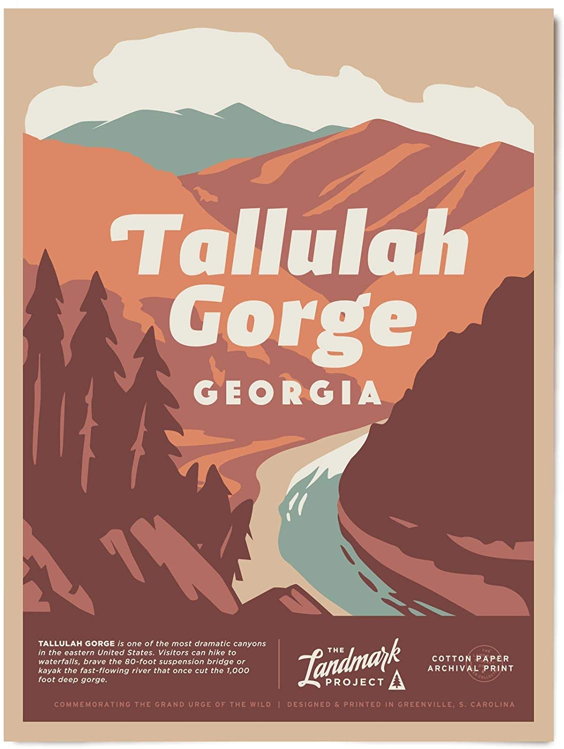 Travel Tallulah Gorge State Park Visit Georgia Poster Art Print      Home Decor Gift For Men Women Family Friend On Birthday Xmas