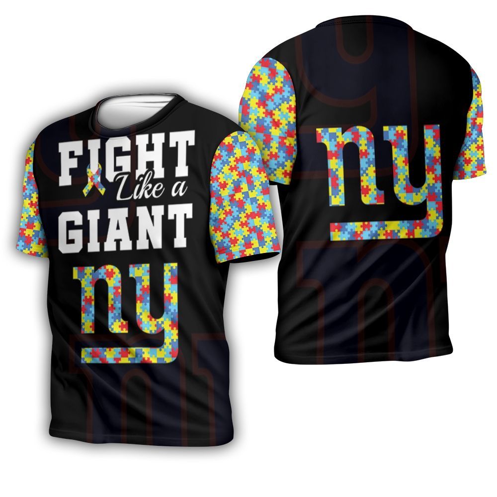 Fight Like A New York Giants Autism Support 3D T-Shirt