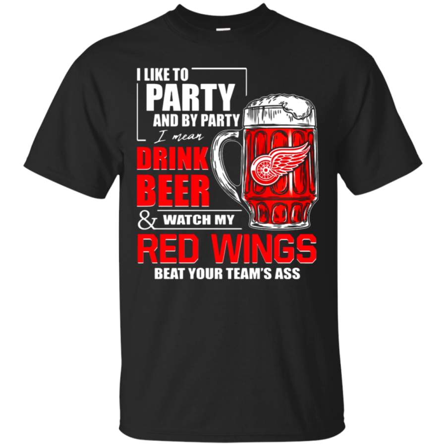 AGR I Like To Drink Beer & Watch My Detroit Red Wings Ice Hockey T-Shirt