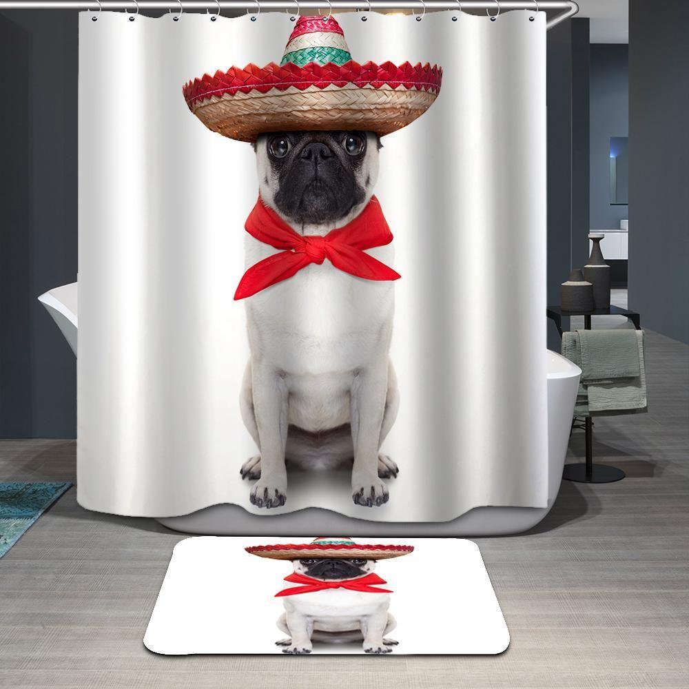 The Cute Mexican Dog Graphic Design 3D Printed Shower Curtain Gift Home Decor