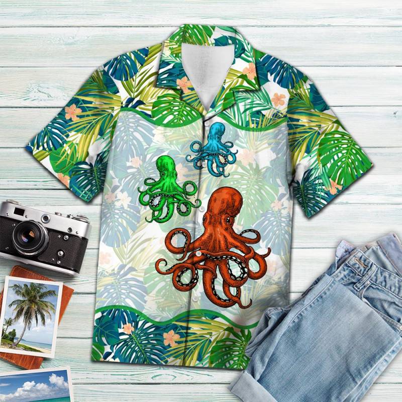 Octopus Green Tropical Hawaii Shirt Ha69404