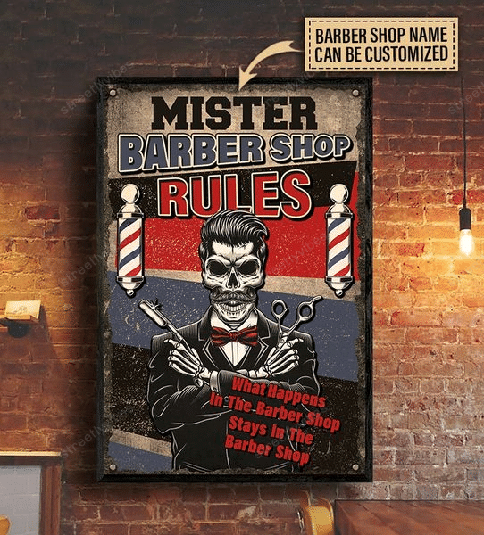 Personalized Barber Shop Rules Vertical Poster