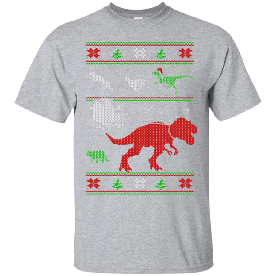 T Rex Santa T Rex Attack Deer Ugly Christmas Sweater T-Shirt