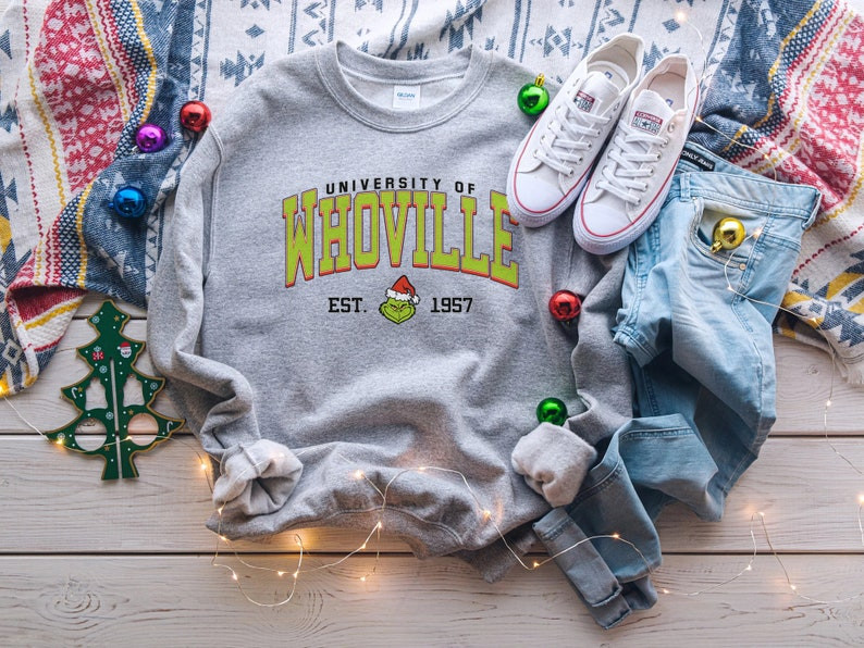 Whoville Christmas Sweatshirt, Grinch Unisex Heavy Blend Crewneck Sweatshirt Shirt