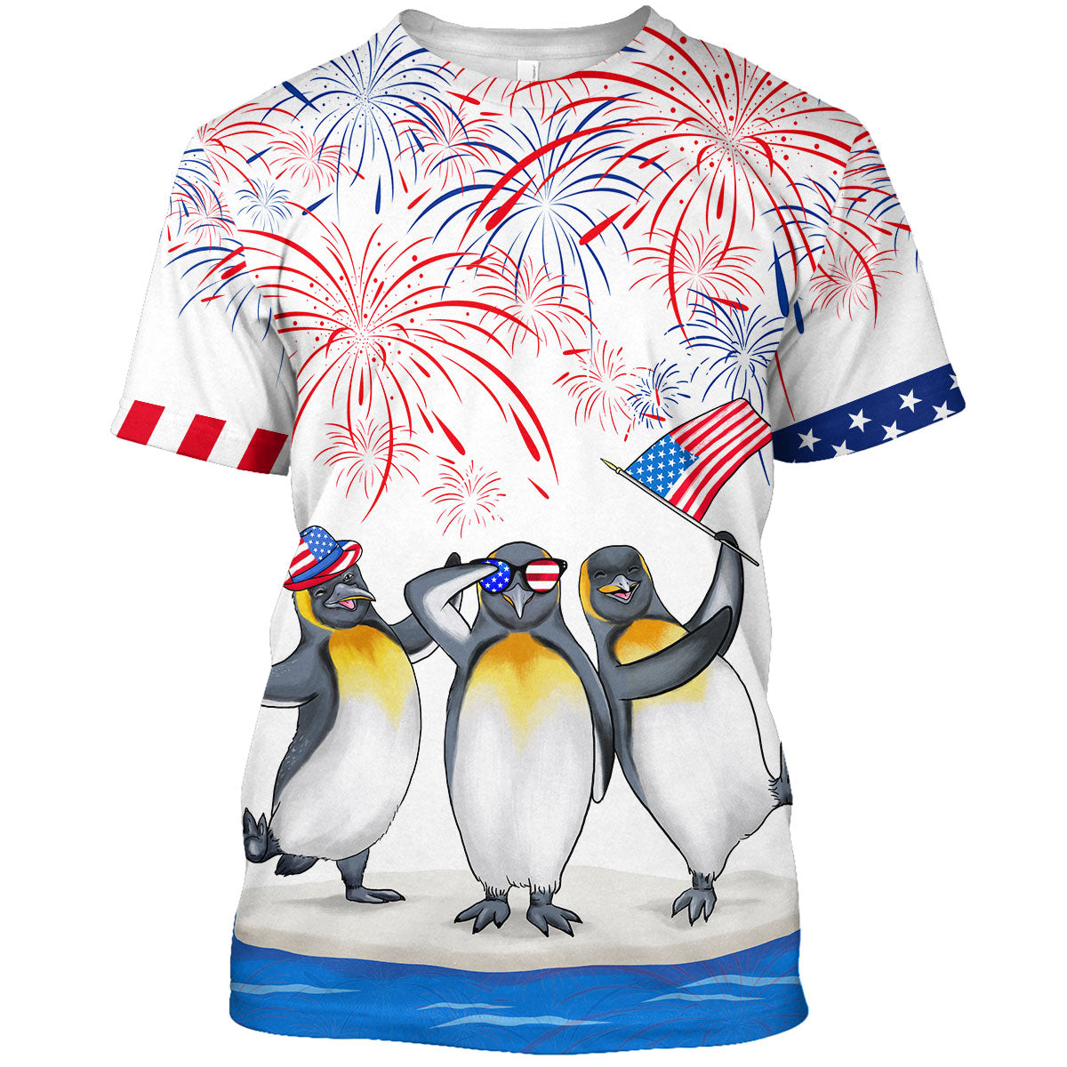 Penguins 3D T Shirt, Patriotic Funny Shirt, Penguin Independence Day Shirts