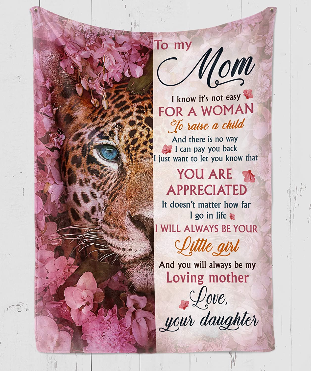 Personalized To My Mom Leopard Flower Sherpa Fleece Blanket From Daughter Or Son I Know It’S Not Easy Great Customized Gifts Mother’S Day Birthday Christmas Thanksgiving Wedding Anniversary