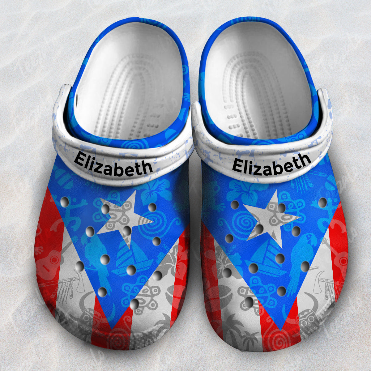 Symbols Shadow Effect In Puerto Rico Flag Personalized Clogs Shoes