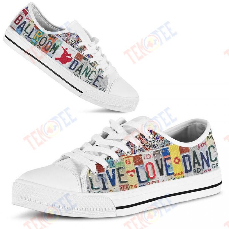 Mens Womens Ballroom Dance Live Love Dance License Plates Low Top Shoes Custom Print Footwear Converse Sneakers TMT885