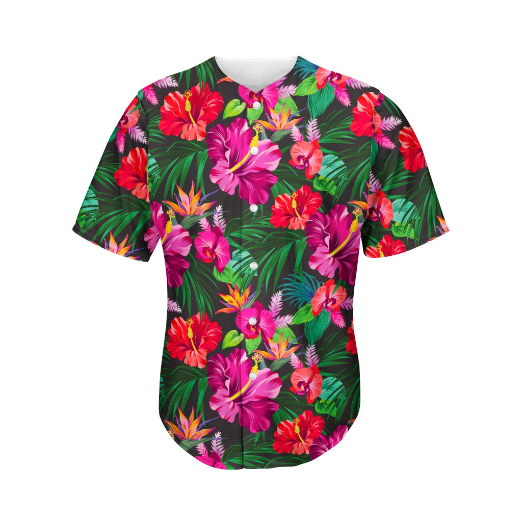 Hawaii Floral Flowers Pattern Print Baseball Jersey Ha82244