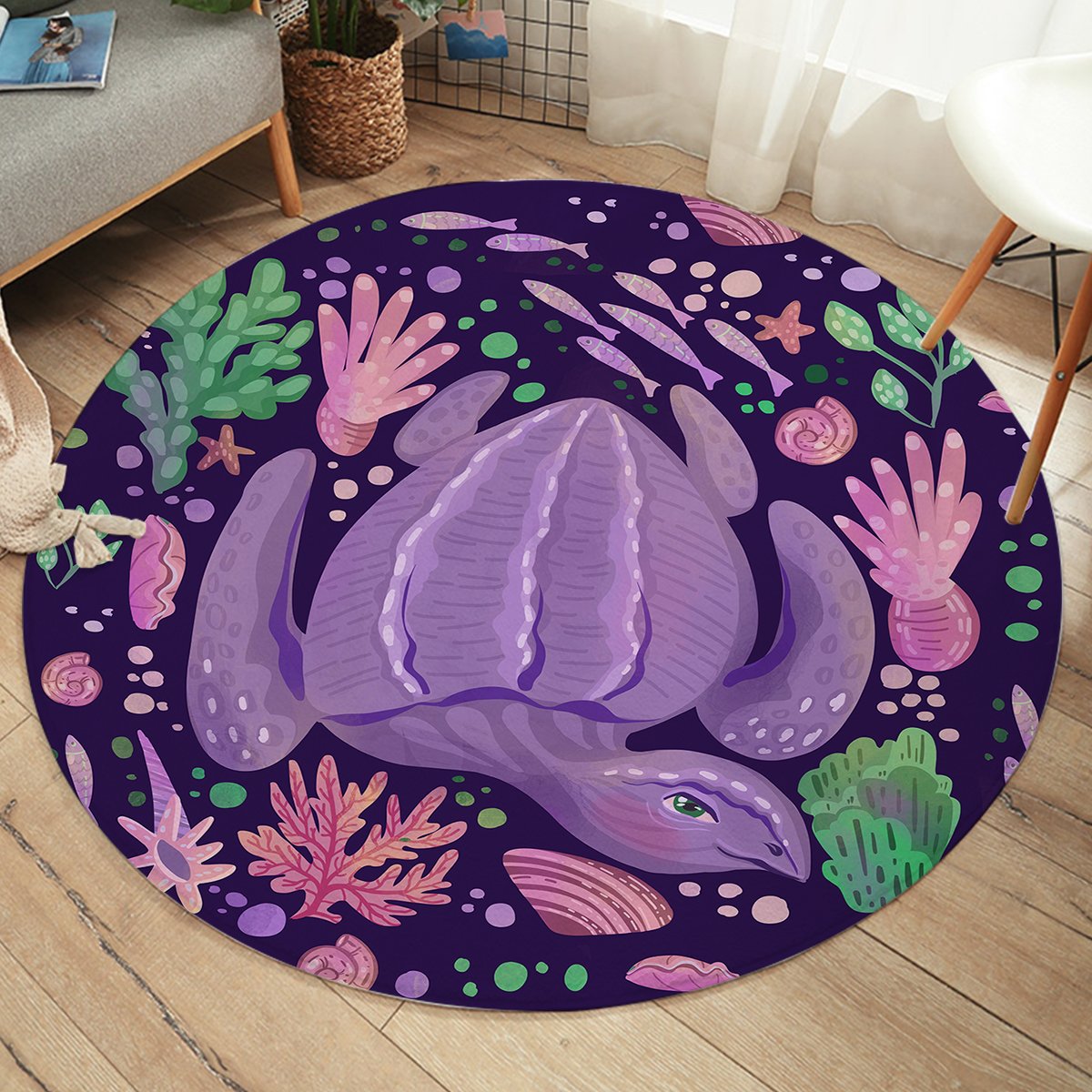 Purple Turtle SW2521 Round Rug