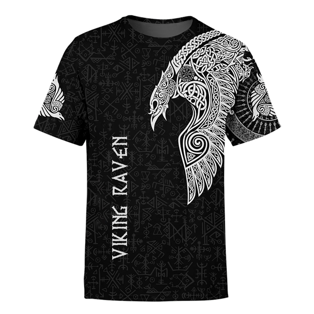 Viking Raven Tattoo Black And Dark Candy Apple Red Color 3D All Over Printed Shirt