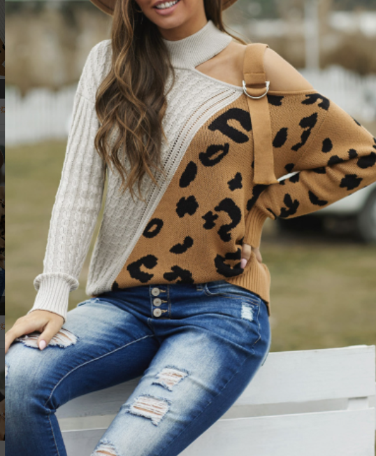 Sweater Women, One-sided Sexy Off-the-shoulder High-neck Loose Long-sleeved Bottoming Sweater New Style alx